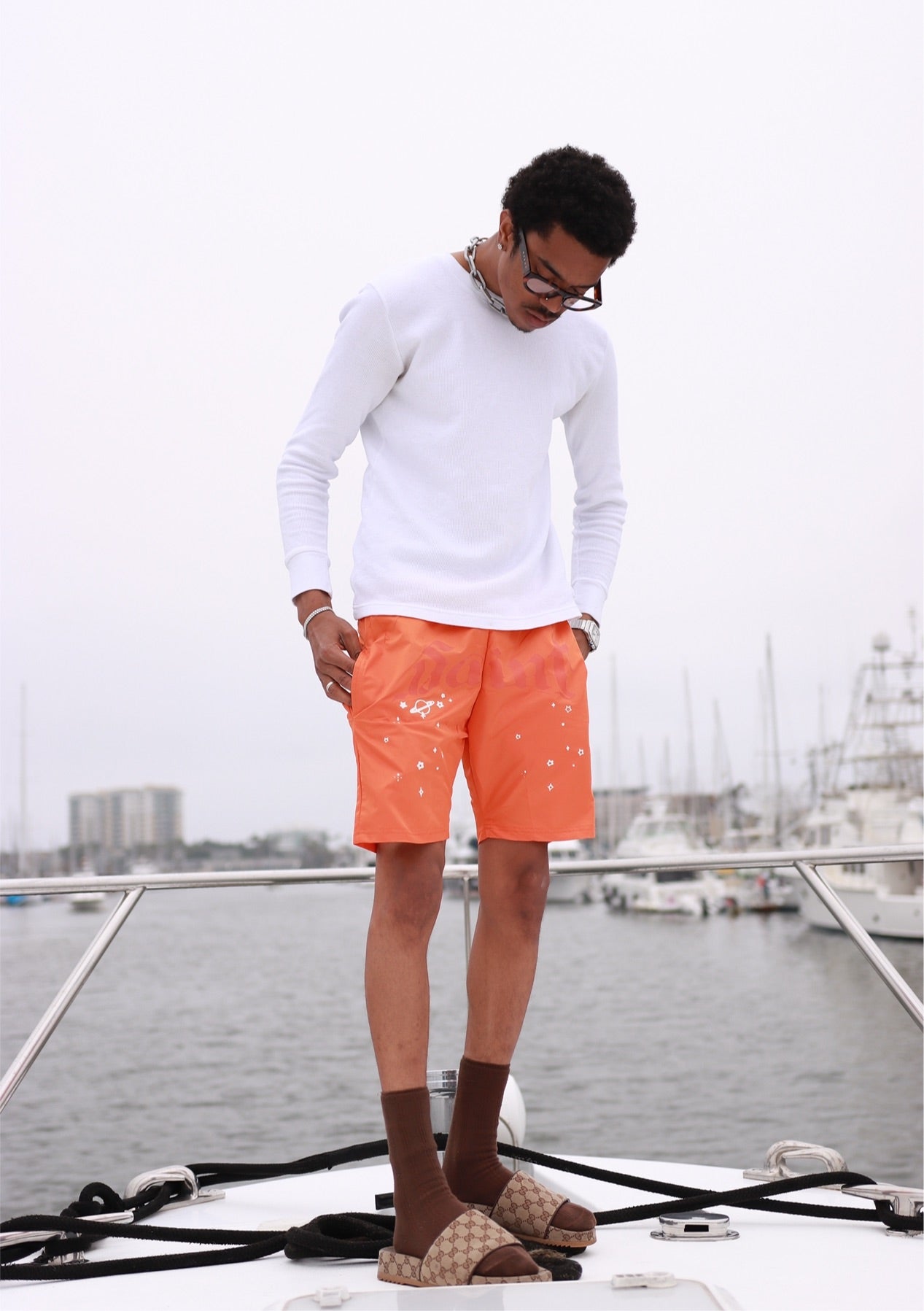 Orange swim trunks