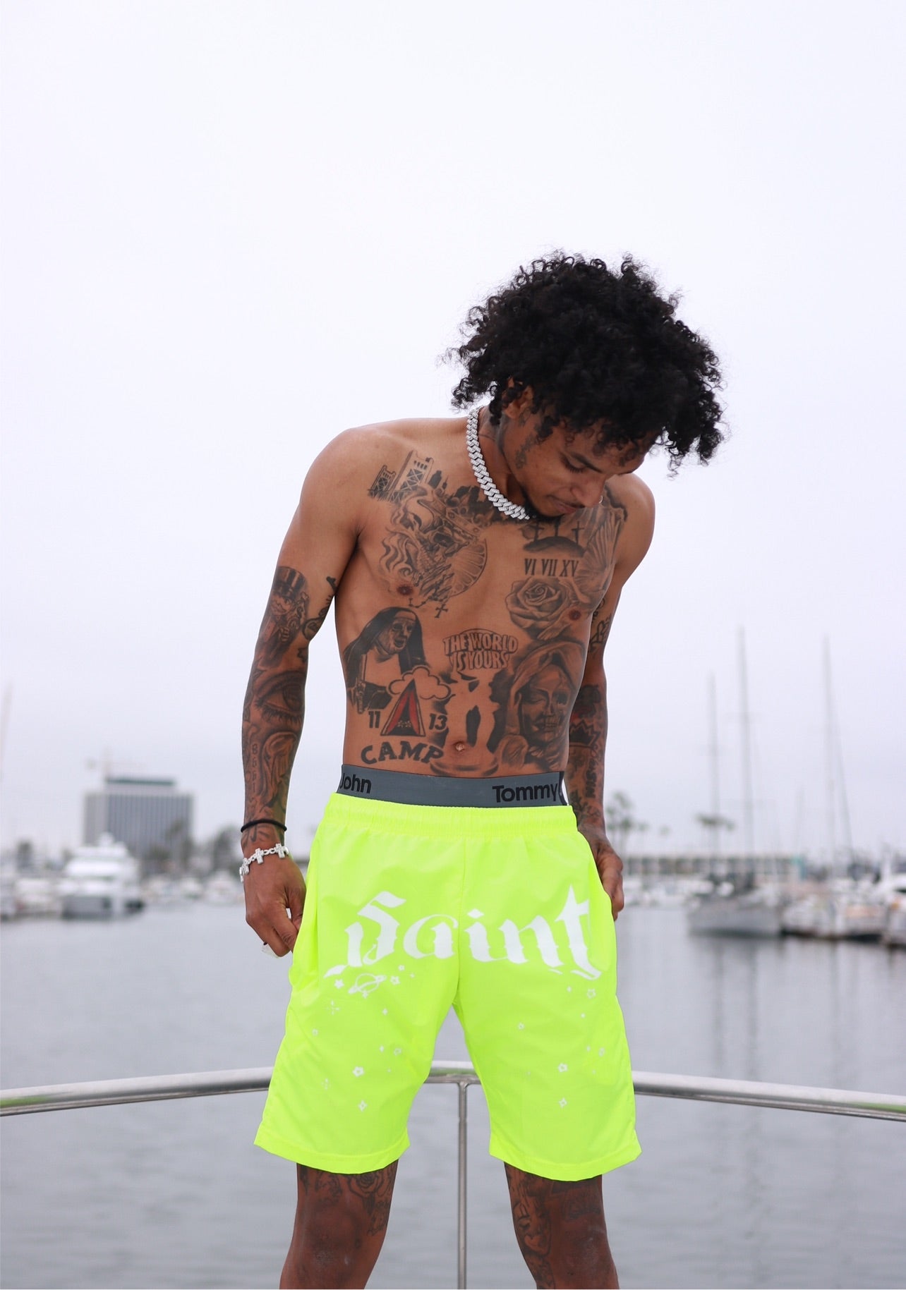 Neon swim trunks