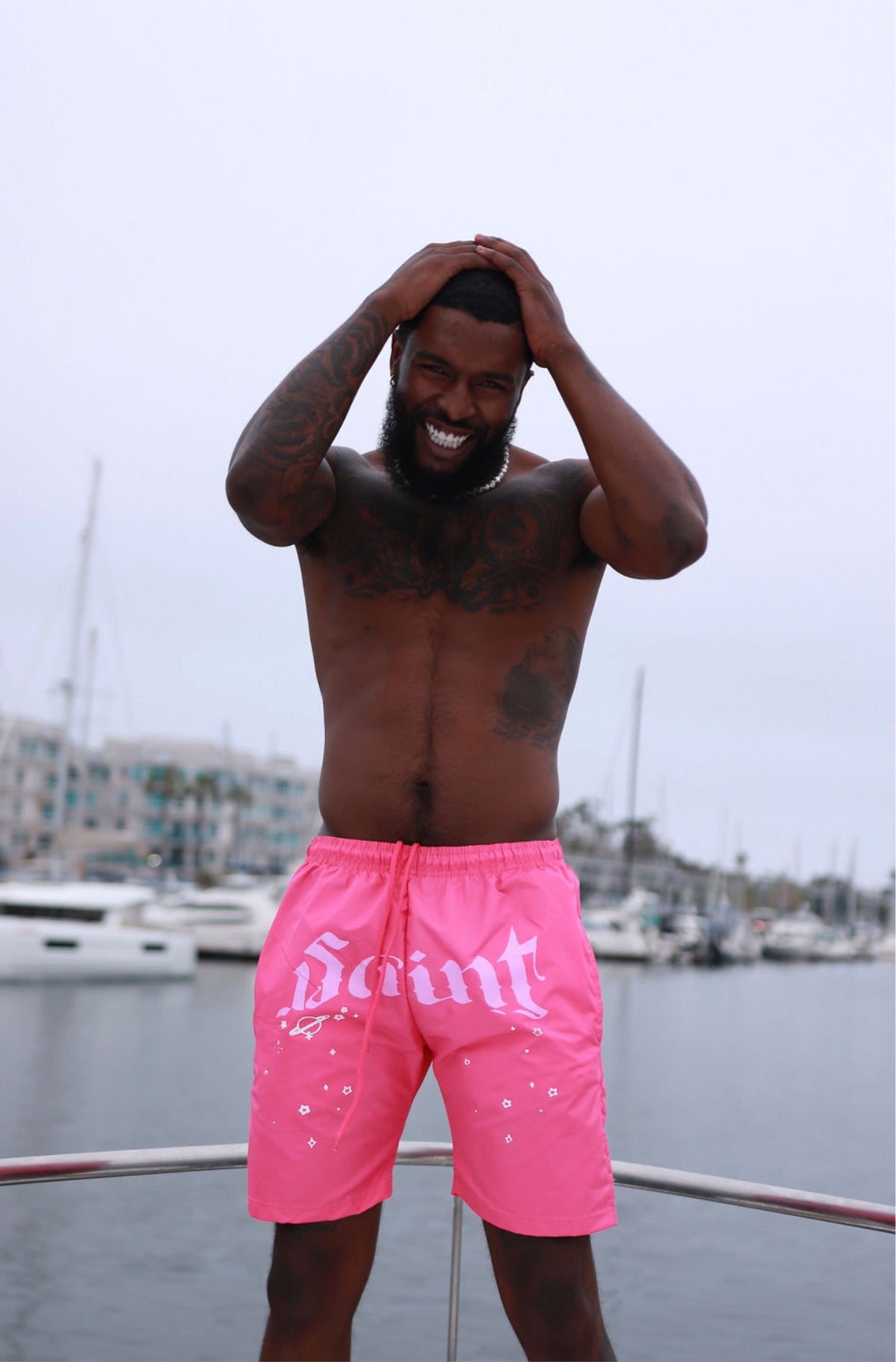 Pink swim trunks